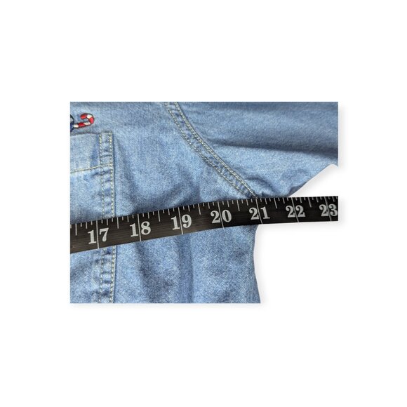 Vintage Nut Cracker Denim Christmas Embroidered Long Sleeve Button Front Top - Picture 11 of 13